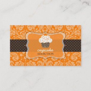 PixDezines orange chocolate cupcake/pâtisserie Business Card