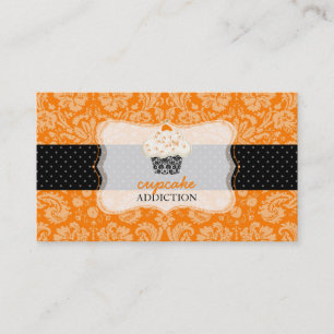 PixDezines orange chocolate cupcake/pâtisserie Business Card