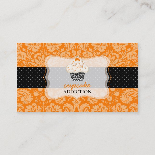 PixDezines orange chocolate cupcake/pâtisserie Business Card (Front)