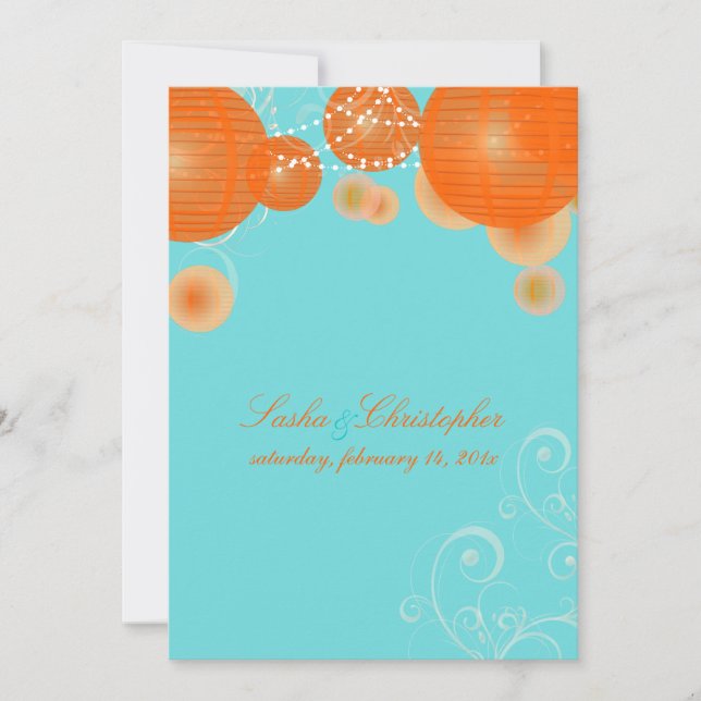 PixDezines orange lanterns/diy background colour Invitation (Front)