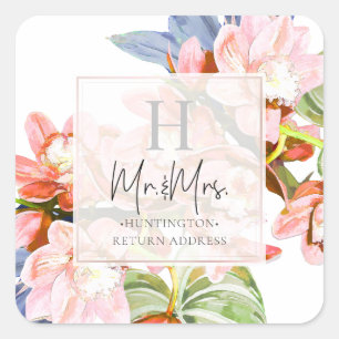 PixDezines Orchid Isle, Blush Orchid Blue Ti Square Sticker