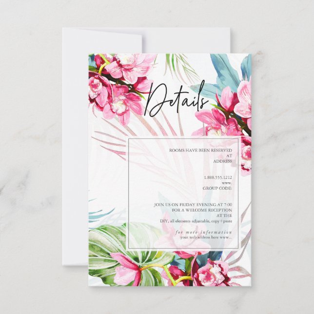 PixDezines Orchid Isle, Watercolor Details Cards (Front)