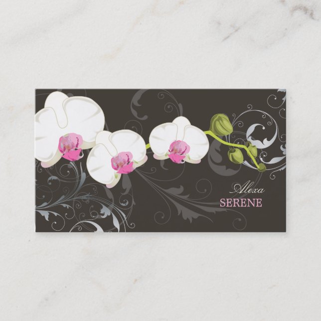 PixDezines orchid+swirls/diy colours Business Card (Front)