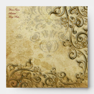 PixDezines Ornamental Black Gold Swirls Envelope