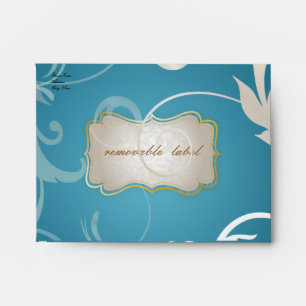 PixDezines Ornamental Leaves + Swirls, teal Envelope