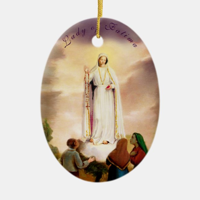 PixDezines Our Lady of Fatima, Text Customisable C Ceramic Ornament (Front)