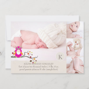 PixDezines owl photo template birth announcement