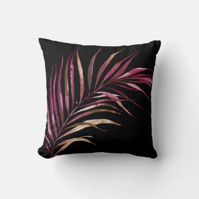 PixDezines palm fronds, burgundy Cushion (Front)