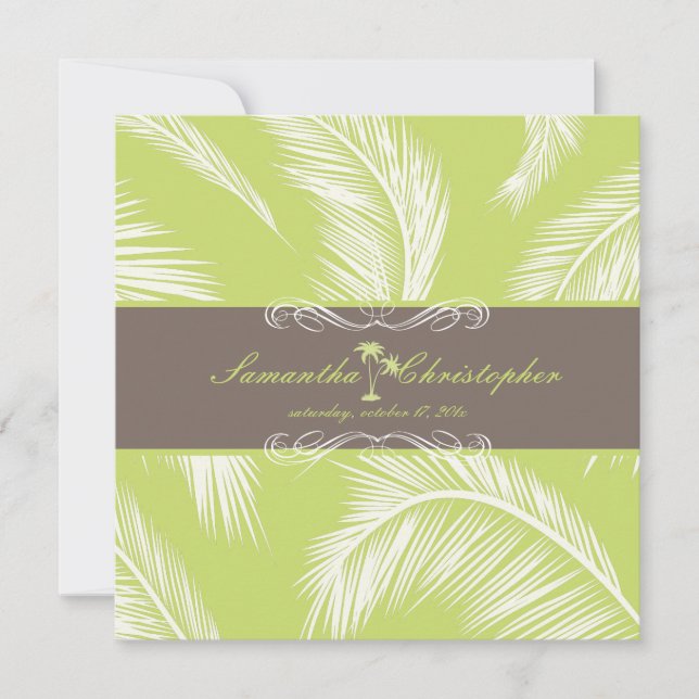 PixDezines Palm Fronds, Cocoa+Lime Invitation (Front)