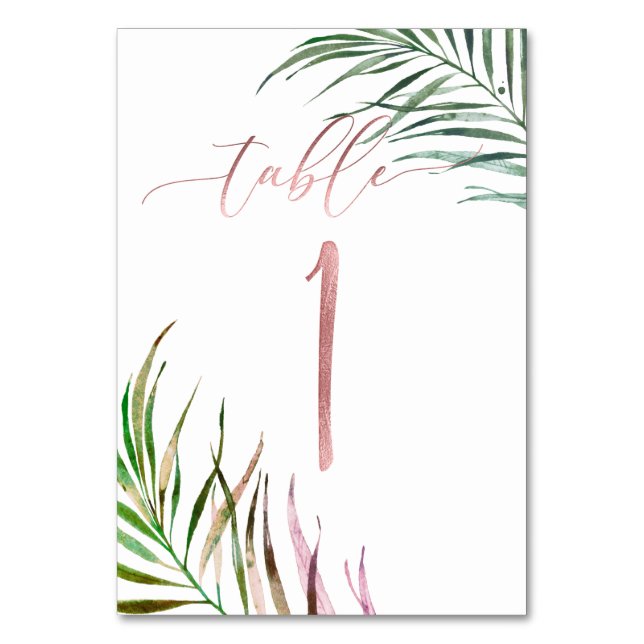PixDezines Palm Fronds Faux Rose Gold/DIY Table No Table Number (Front)