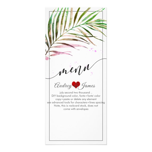 PixDezines Palm Fronds | Greenery Menu (Front)