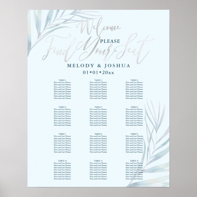 PixDezines Palms, Platinum, Seating Chart (Front)