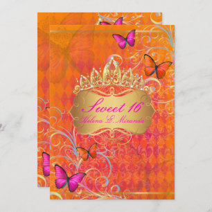 PixDezines Papillon Sweet 16/Rainbow Swirls Invitation