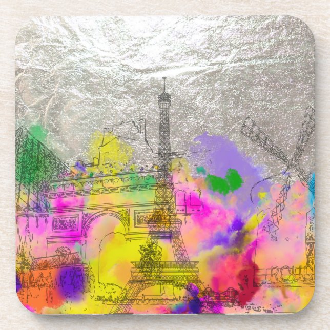 PixDezines paris colour run/faux foil Coaster (Front)