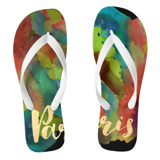 PixDezines paris/cool watercolor Thongs (Footbed)