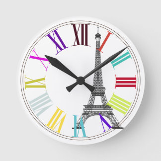 PixDezines paris, eiffel/DIY background colour Round Clock