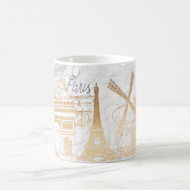 PixDezines PARIS in FAUX GOLD+MARBLE Coffee Mug (Center)