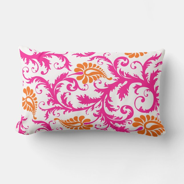 PixDezines pavo damask/diy background colour Lumbar Cushion (Front)