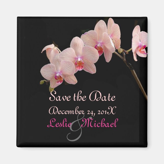 PixDezines Peach Orchid, Save the Date Magnet (Front)