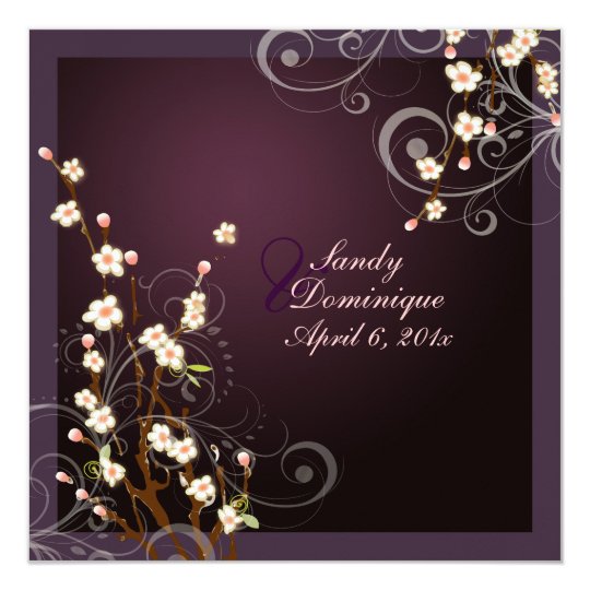 PixDezines Peach Sakura, wedding invitations