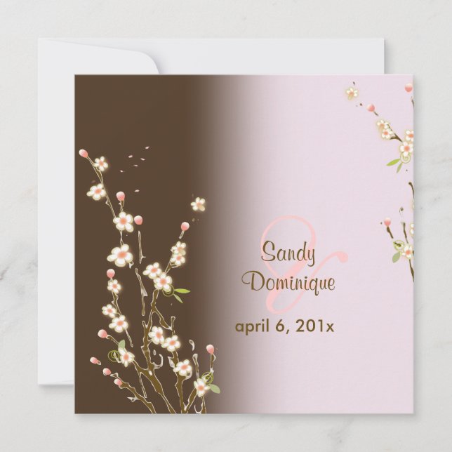 PixDezines Peach Sakura, wedding invitations (Front)