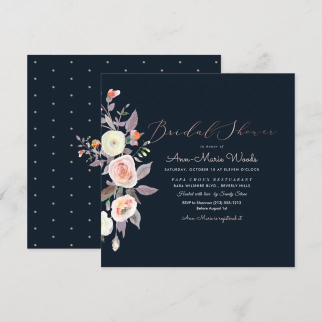 PixDezines Peaches+Cream Watercolor Bridal Shower Invitation (Front/Back)
