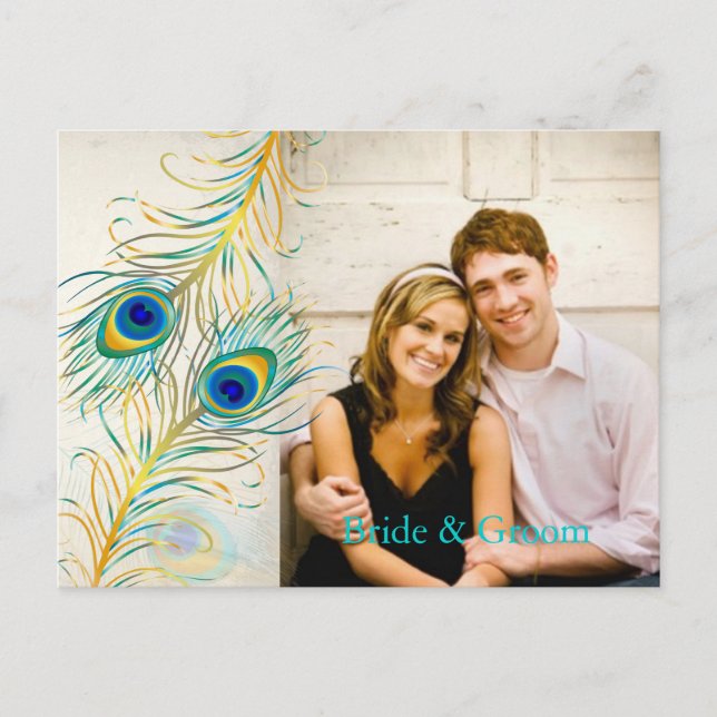 PixDezines peacock/DIY event+background colour Announcement Postcard (Front)