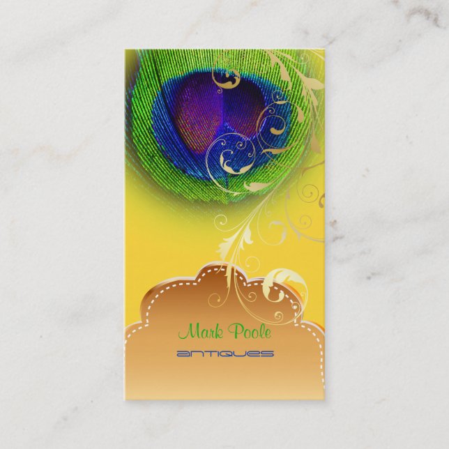 PixDezines Peacock eye+filigree swirls Business Card (Front)