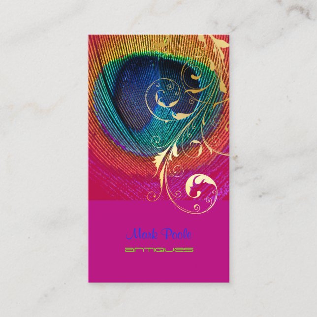 PixDezines Peacock eye+filigree swirls Business Card (Front)
