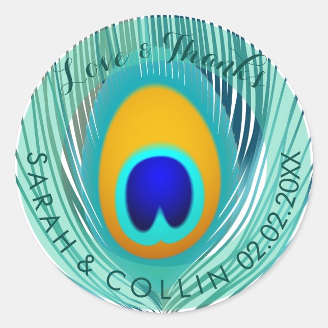 PixDezines peacock feather Classic Round Sticker (Front)