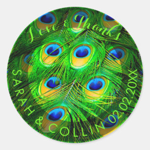 PixDezines peacock feather Classic Round Sticker