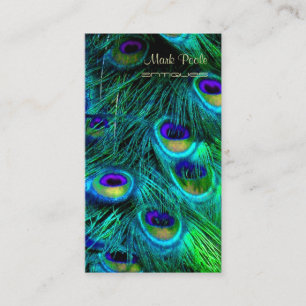 PixDezines PEACOCK FEATHER/COBALT/AQUA Business Card