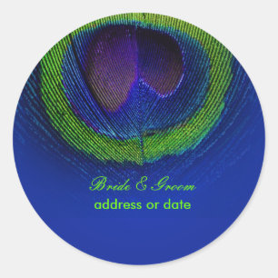 PixDezines Peacock Feather/diy background colour Classic Round Sticker