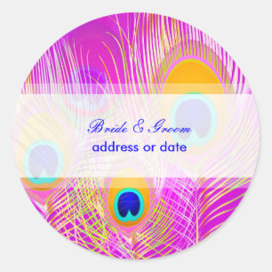 PixDezines Peacock Feather/diy background colour Classic Round Sticker