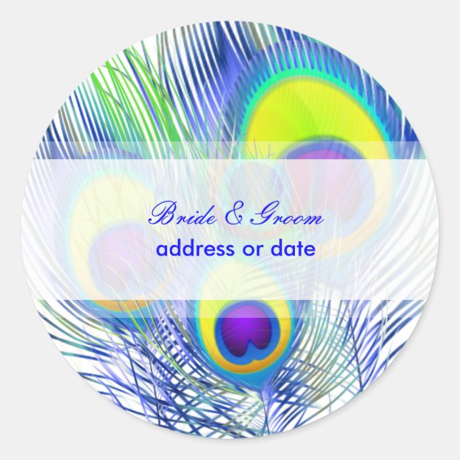 PixDezines Peacock Feather/diy colour Classic Round Sticker (Front)