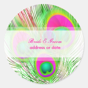 PixDezines Peacock Feather/diyfont's colour Classic Round Sticker