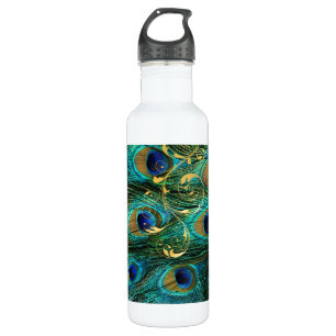 PixDezines Peacock Feather+filigree swirls 710 Ml Water Bottle