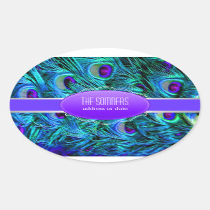 PixDezines peacock feather Oval Sticker