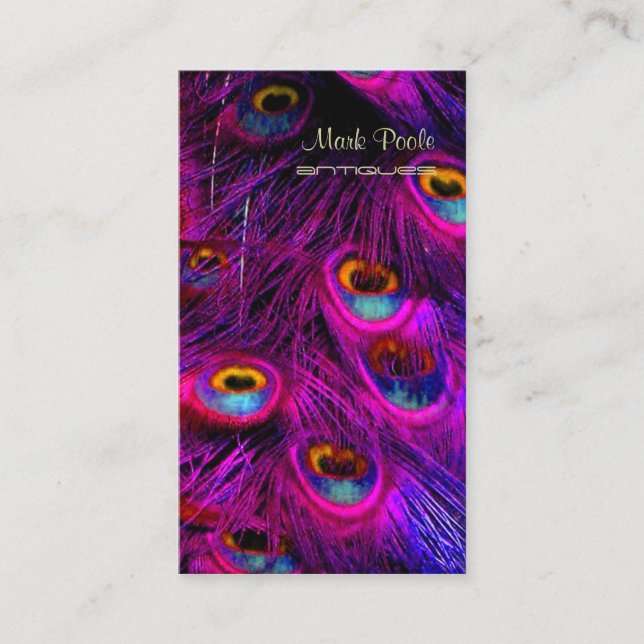PixDezines peacock feather/psychedelic Business Card (Front)