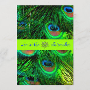PixDezines Peacock feather/psychedelic green Invitation