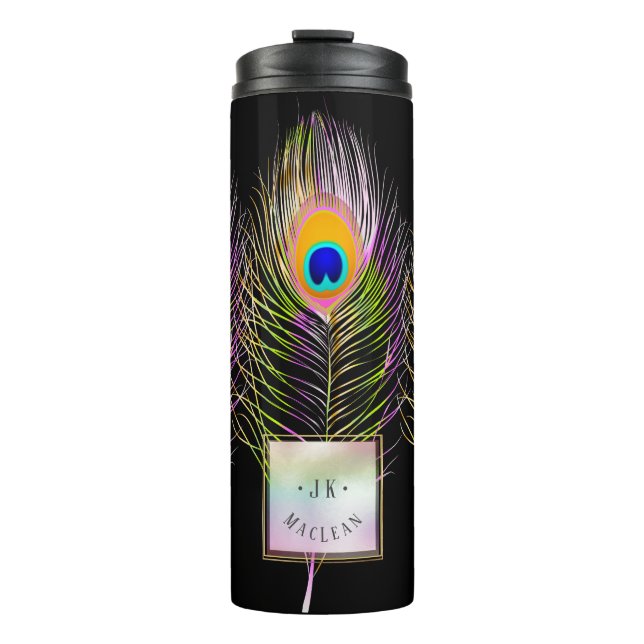 PixDezines Peacock Feather Thermal Tumbler (Front)