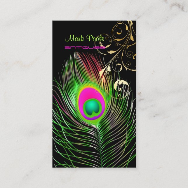 PixDezines Peacock+filigree swirls/diy background Business Card (Front)