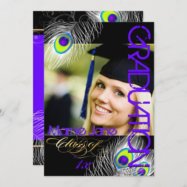 PixDezines Peacock Graduation/DIY background Invitation (Front/Back)