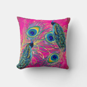 PixDezines peacocks/diy background colours Cushion