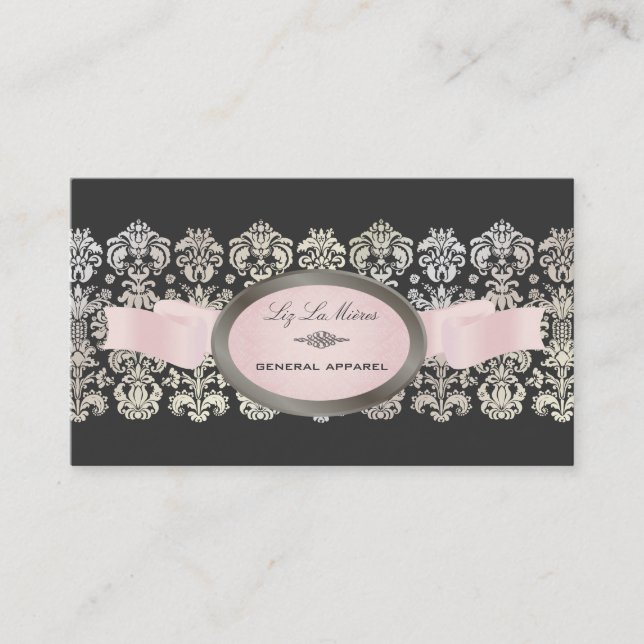 PixDezines pearl, Isabella Lace Damask/DIY colour! Business Card (Front)
