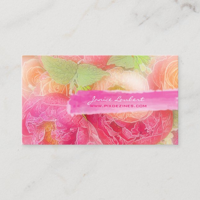 PixDezines peonies bouquets/diy background Business Card (Front)
