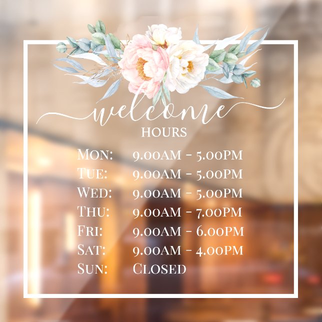 PixDezines Peonies Welcome Business Hours (Sheet 2)