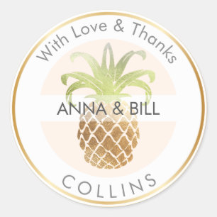 PixDezines Pineapple Faux Gold/DIY Thank You Classic Round Sticker
