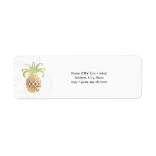 PixDezines Pineapple/Faux Gold Return Address Label