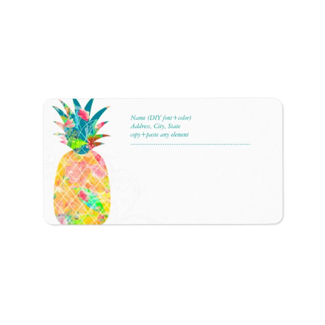 PixDezines Pineapple+Floral Watercolor Label (Front)